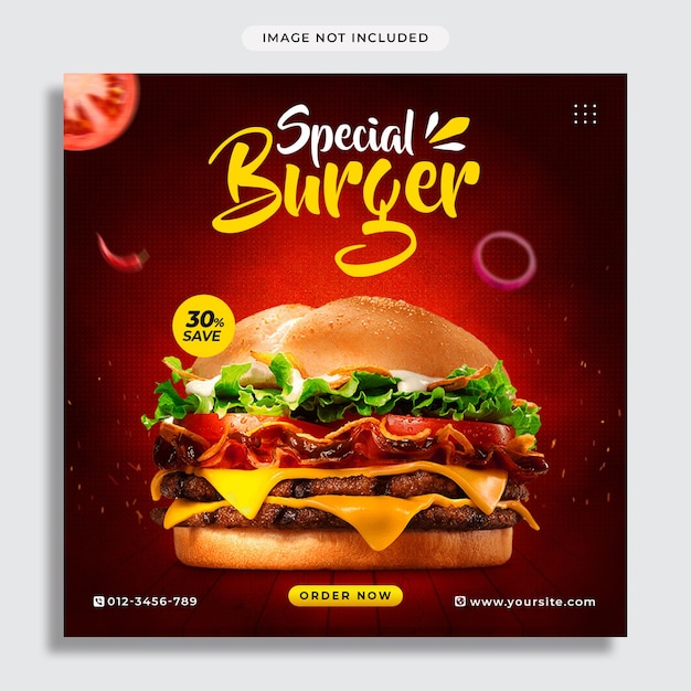 Promoção de mídia social de alimentos e modelo de design de postagem no Instagram