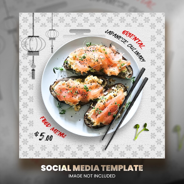 PSD promoção de mídia social de comida asiática e modelo de design de postagem de banner do instagram