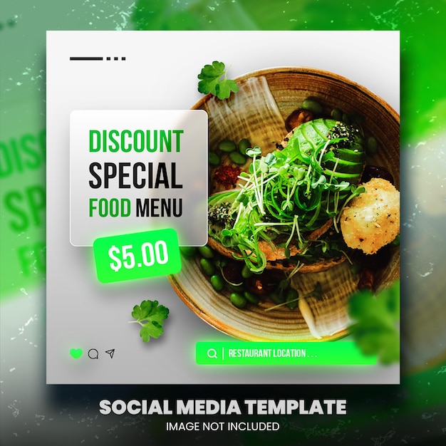 PSD promoção de mídia social de comida asiática e modelo de design de postagem de banner do instagram