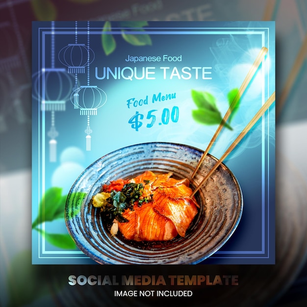 Promoção de mídia social de comida asiática e modelo de design de postagem de banner do instagram