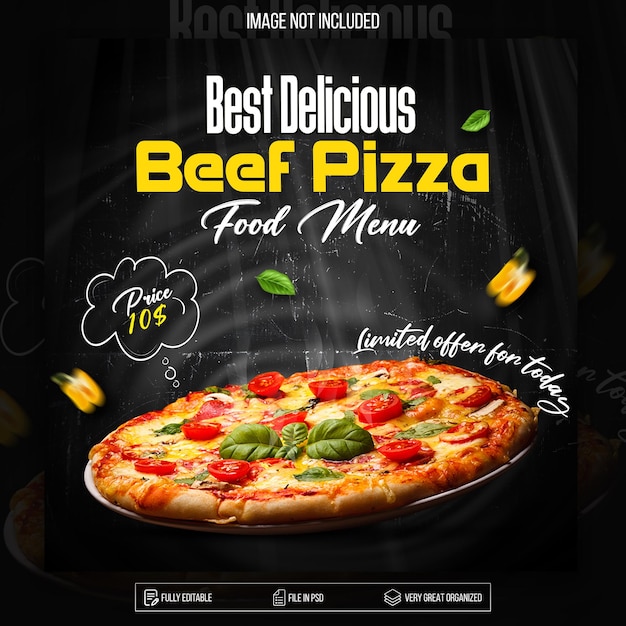 PSD promoção de mídia social de pizza fast food e modelo de design de postagem de banner psd grátis