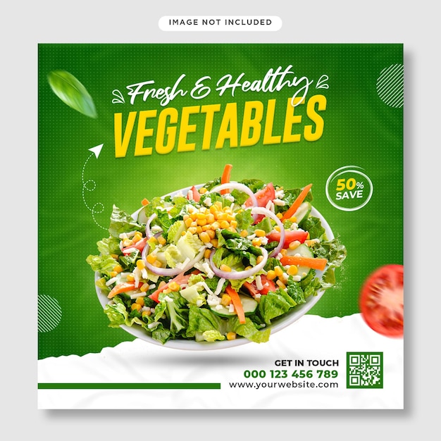 Promoção de mídia social vegetal e modelo de postagem no instagram