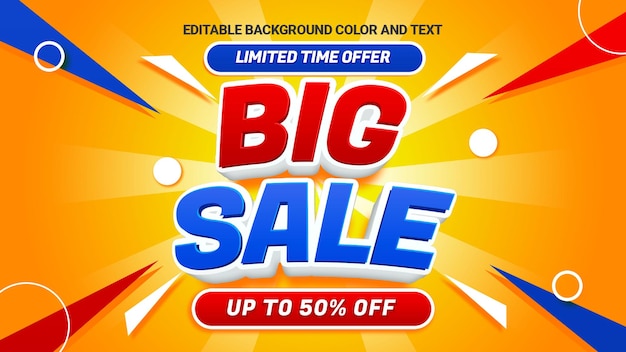 Promoção de modelo de banner de desconto grande venda