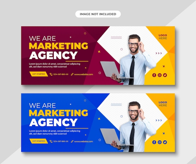 Promoção de negócios e modelo de capa corporativa do facebook design de postagem de banner relacionado a negócios