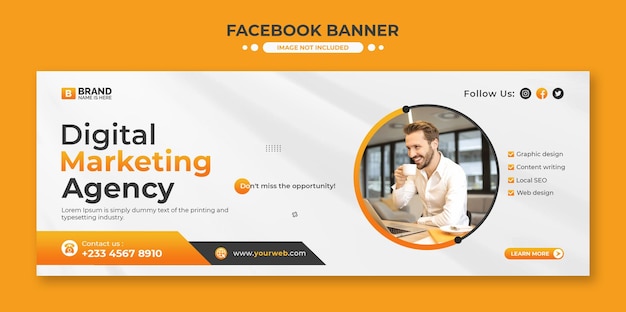Promoção de negócios e modelo de capa corporativa do Facebook