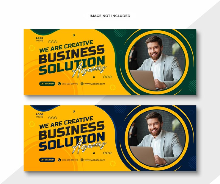 Promoção de negócios e modelo de capa corporativa do Facebook