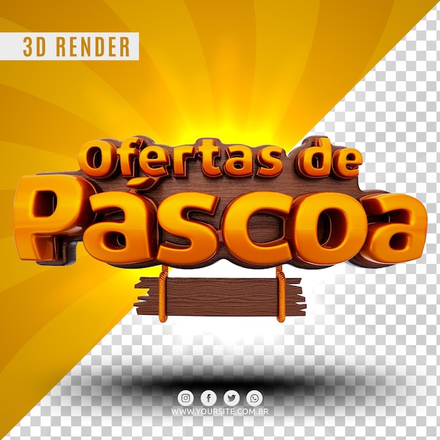 Promoção de oferta de páscoa logotipo 3d para empresas