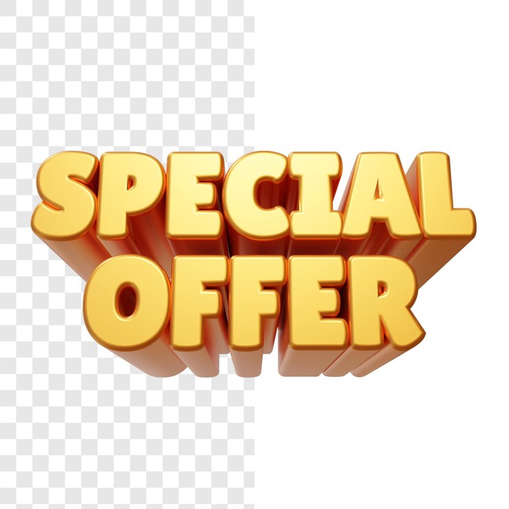 Promoção de oferta especial 3d efeito de texto fundo alfa