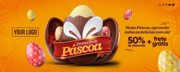 PSD promoção de páscoa de banner de mídia social