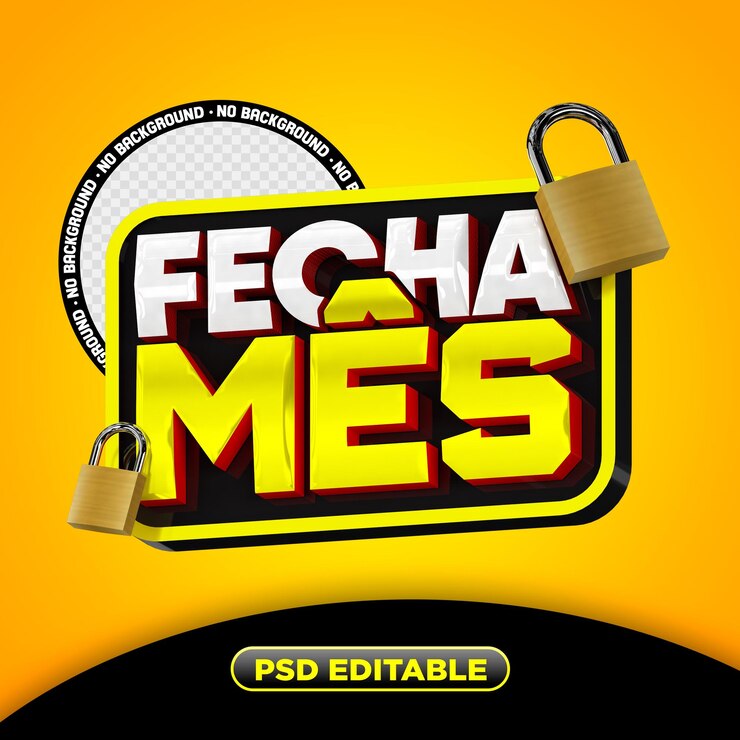 PSD promoção de selo fecha mês 3d padlock psd editável