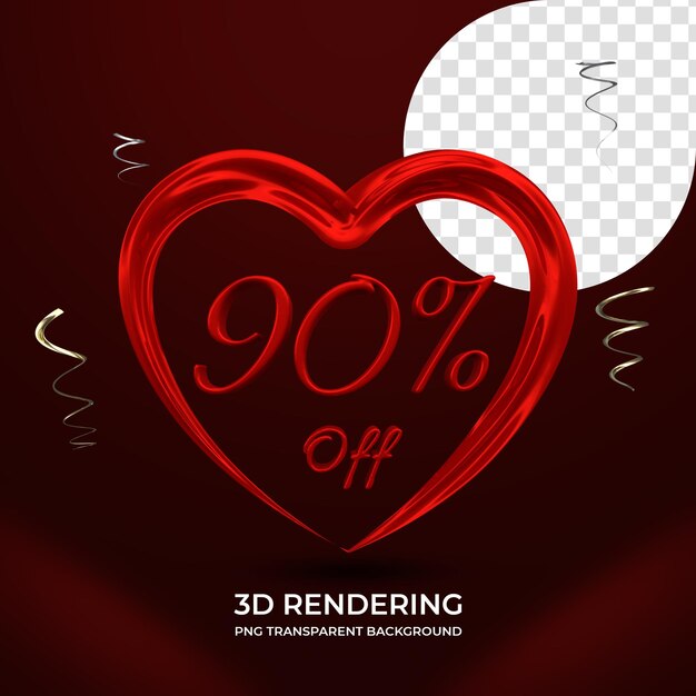 Promoção de venda do dia dos namorados 90% de desconto na renderização 3d