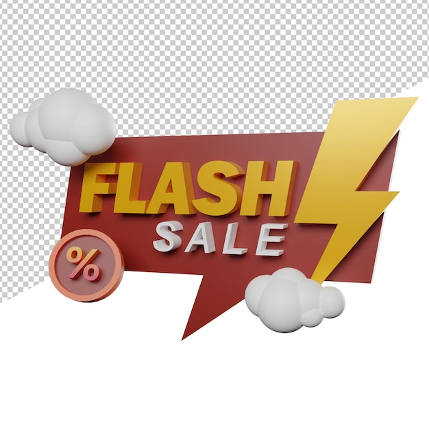 Promoção de venda instantânea com desconto vista lateral ilustração de renderização em 3d fundo transparente