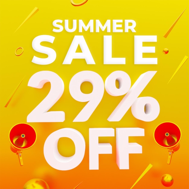 Promoção de verão com 29% de desconto no banner da web