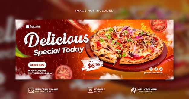 PSD promoção especial de menu de pizza picante quente modelo de banner de capa do facebook psd premium