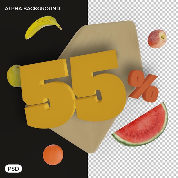 Promoção verão 55 por cento de desconto oferta 3d render