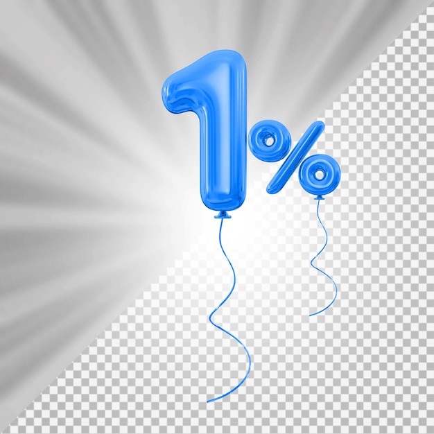 Promoción 1 Porcentaje Número Globo Azul