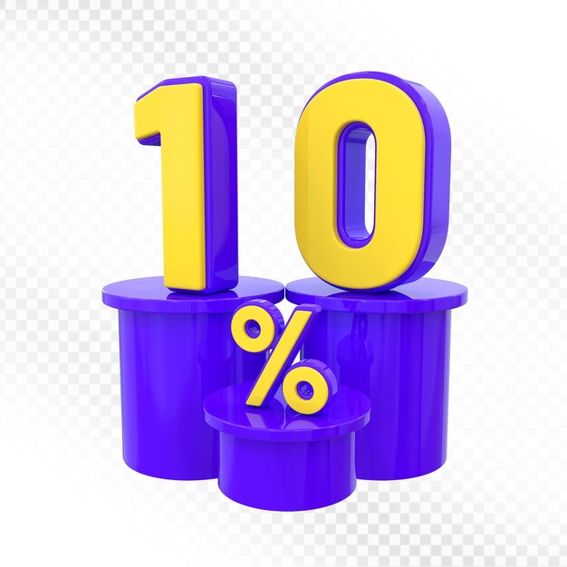 Promoción de 10 por ciento de descuento en los podios púrpuras