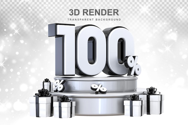 PSD promoción del 100 por ciento con regalo 3d