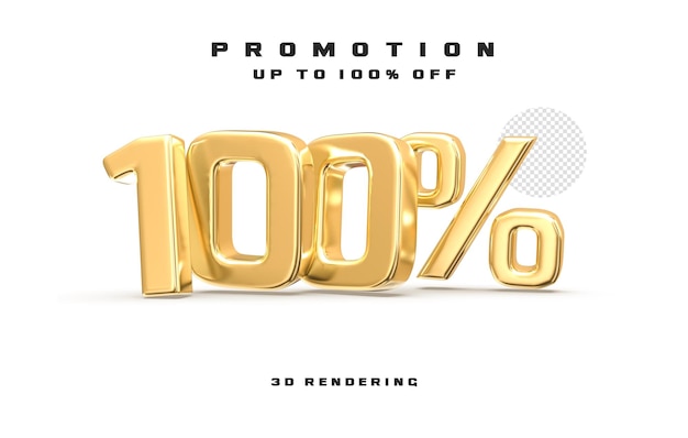 Promoción hasta 100 de descuento banner 3d gold