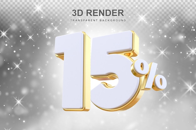 Promoción del 15 por ciento de oro fuera de venta renderizado en 3d