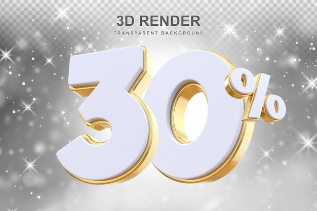 Promoción del 30 por ciento de oro fuera de venta renderizado en 3d