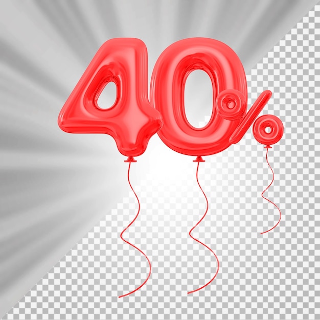 Promoción 40 Por Ciento Número De Globo Rojo