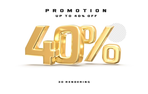 Promoción hasta 40 de descuento banner 3d gold