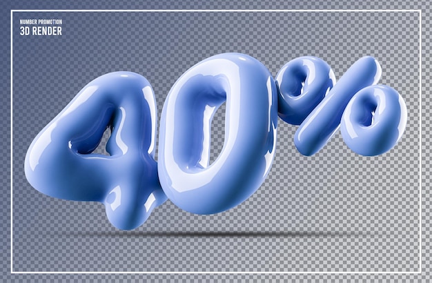 Promoción de 40 descuentos con un efecto azul brillante