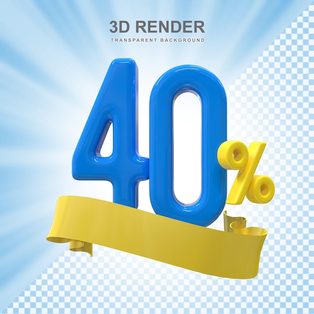 PSD promoción de 40percnet fuera de venta renderizado en 3d