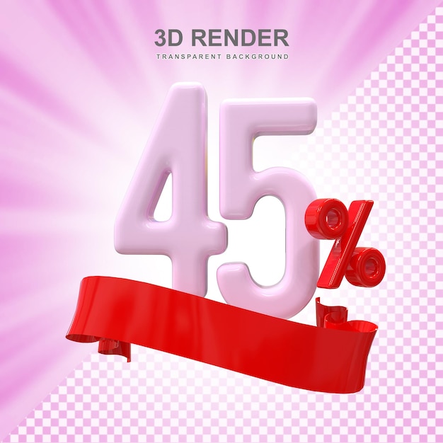 PSD promoción del 45 por ciento de venta renderizado en 3d