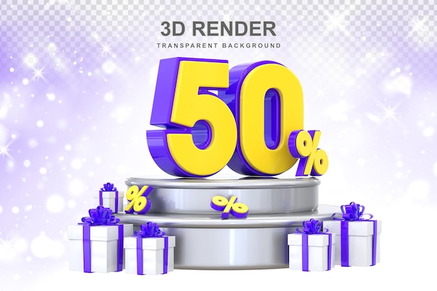 Promoción del 50 por ciento con regalo 3d