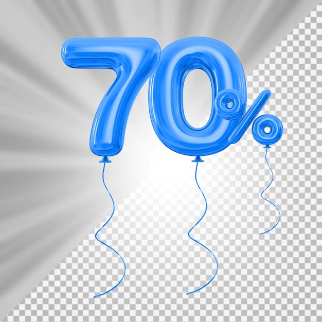 Promoción 70 Porcentaje Número Globo Azul