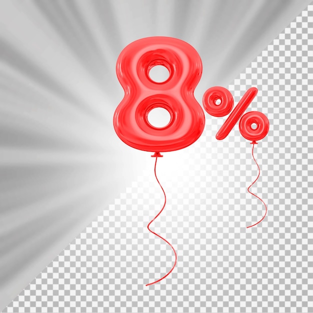 Promoción 8 Por Ciento Número De Globo Rojo