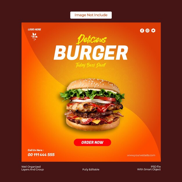 PSD promoción de alimentos en las redes sociales y diseño de banners de instagram