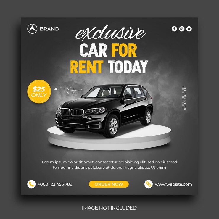 Promoción de alquiler de coches publicación en redes sociales plantilla de banner de publicación de Instagram