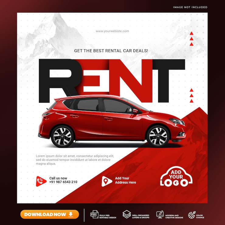 PSD promoción de alquiler de coches en las redes sociales instagram post banner template_9