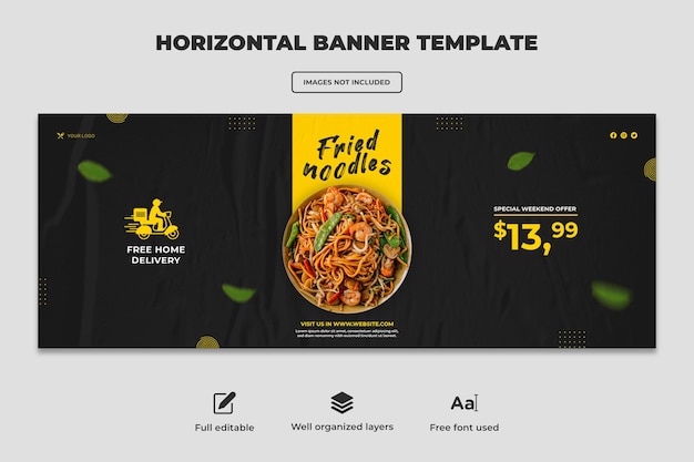 Promoción creativa de comida rápida en redes sociales y plantilla de diseño de publicación de banner de instagram facebook horizon