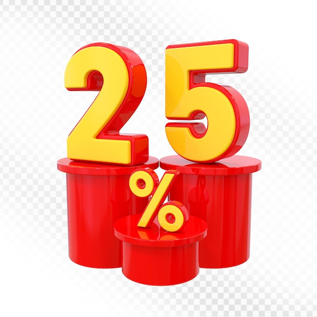 Promoción de descuento del 25 por ciento en los podios rojos