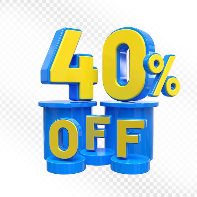 Promoción de descuento del 40 por ciento en los podios azules