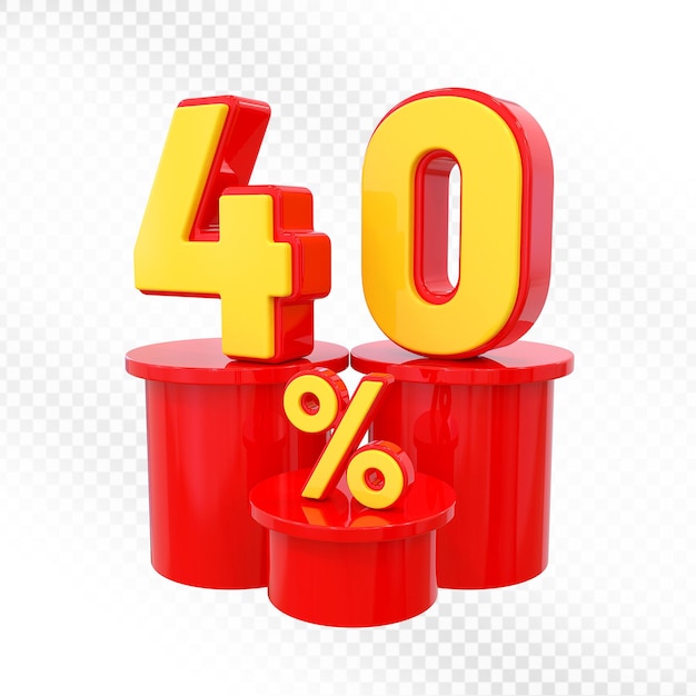 Promoción de descuento del 40 por ciento en los podios rojos