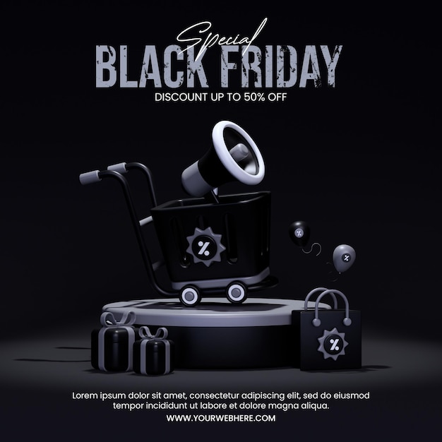 Promoción especial de descuento de banner de venta de viernes negro