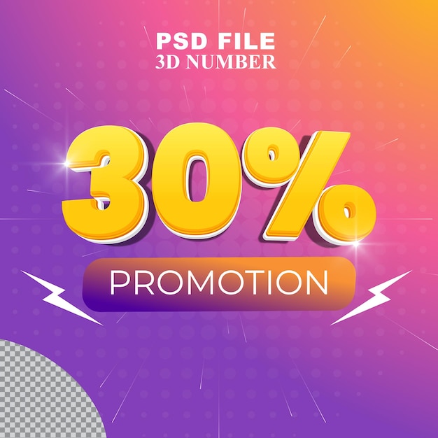 Promoción de gradiente 3D gratis o números de descuento del 30 por ciento.