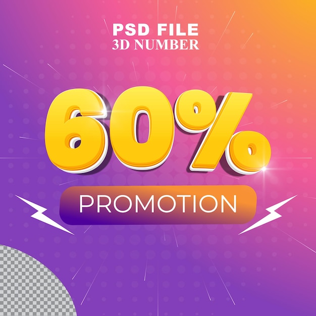 Promoción de gradiente 3D gratis o números de descuento 60 por ciento