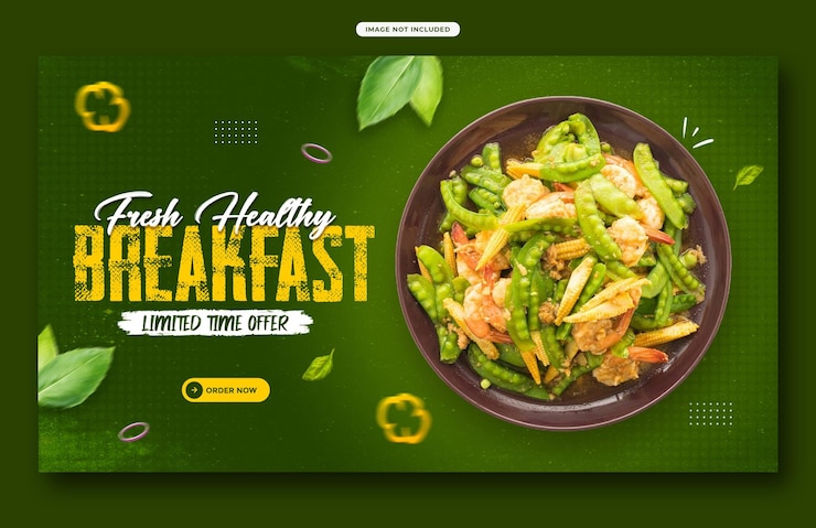 PSD promoción de medios sociales relacionados con la comida y diseño de plantillas de publicaciones de banners de instagram