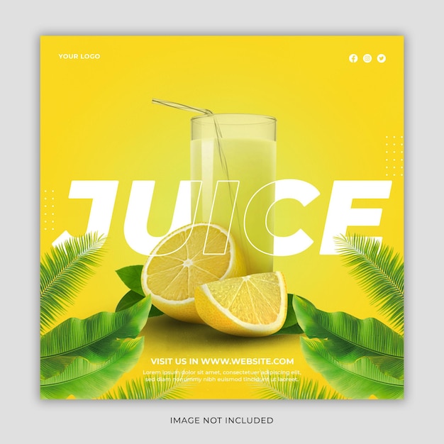 Promoción de menú de bebida de calabaza mojito de jugo de naranja plantilla de banner de publicación de instagram de redes sociales creativas