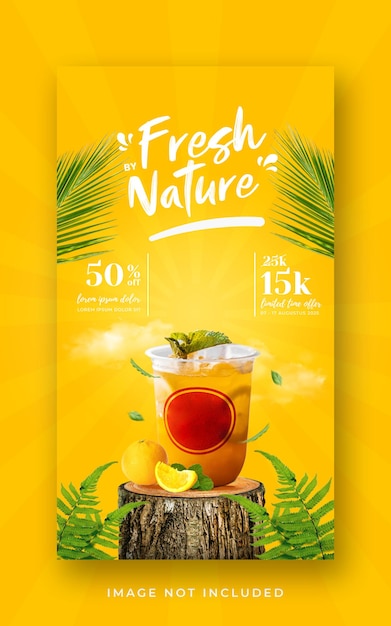 Promoción de menú de bebidas de verano plantilla de banner de historia de instagram de redes sociales