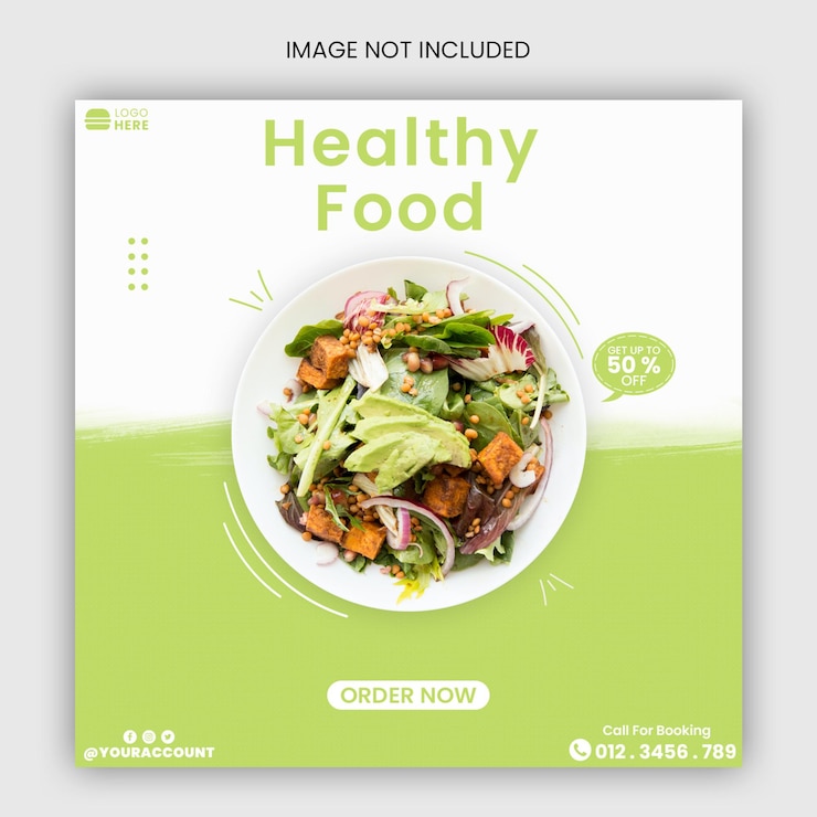 PSD promoción de menú de comida saludable en redes sociales en instagram