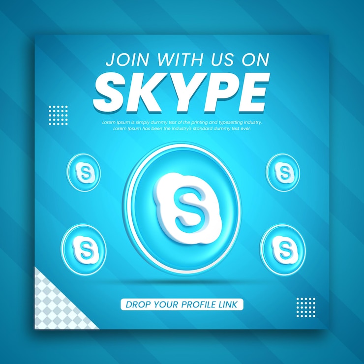 PSD promoción de negocios de skype de render 3d para un diseño de publicación de redes sociales