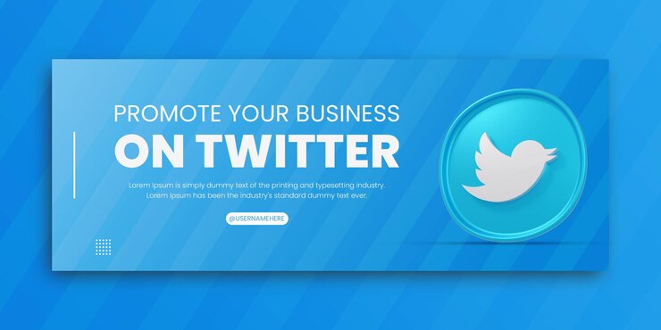 PSD promoción de negocios de twitter de render 3d para diseño de portada de facebook
