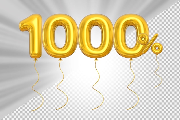 Promoción número de globo dorado de porcentaje 1000